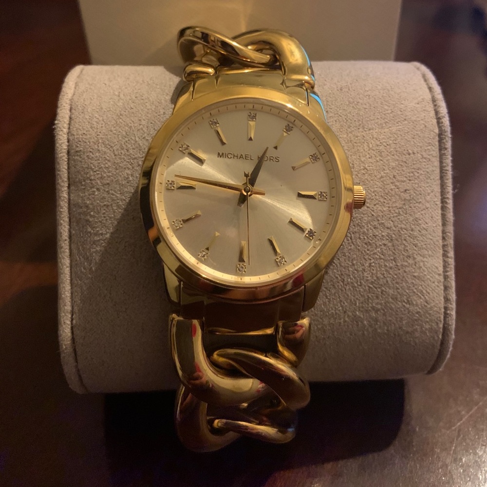 Michael Kors gold chain link bracelet watch